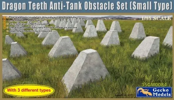 Plastiková sada protitankových zátarasů Gecko Models 35GM0084 Dragon Teeth v měřítku 1/35