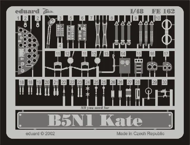 Barevný fotolept Eduard FE162 B5N1 Kate Zoom 1/48 pro stavebnici Hasegawa