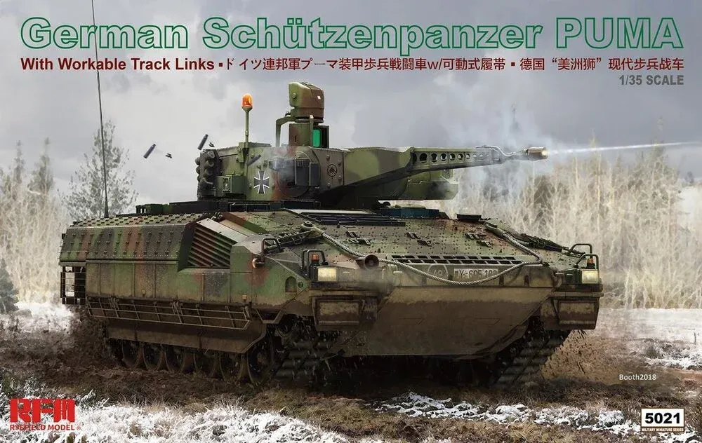 Krabice stavebnice Rye Field Model RFM5021 Schützenpanzer Puma 1/35 s pohyblivými pásy