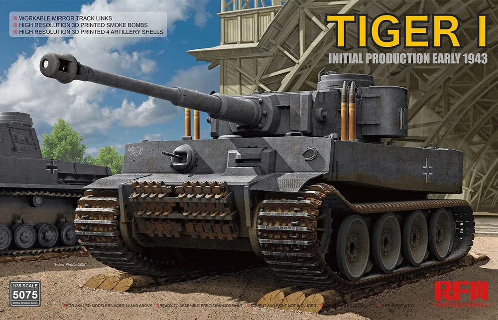 Krabice stavebnice Rye Field Model RFM5075 Tiger I Initial Production Early 1943 v měřítku 1/35