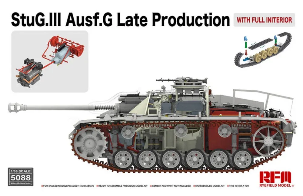 Krabice plastikové stavebnice Rye Field Model RFM5088 StuG III Ausf. G pozdní výroba 1/35