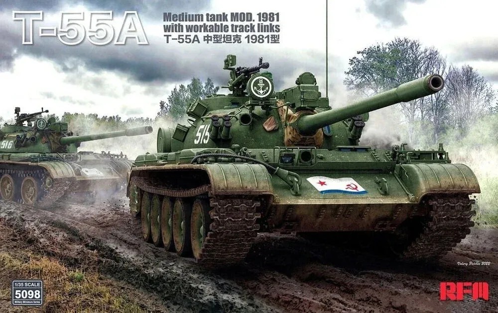 Krabice stavebnice Rye Field Model RFM-5098 T-55A Mod. 1981 v měřítku 1/35