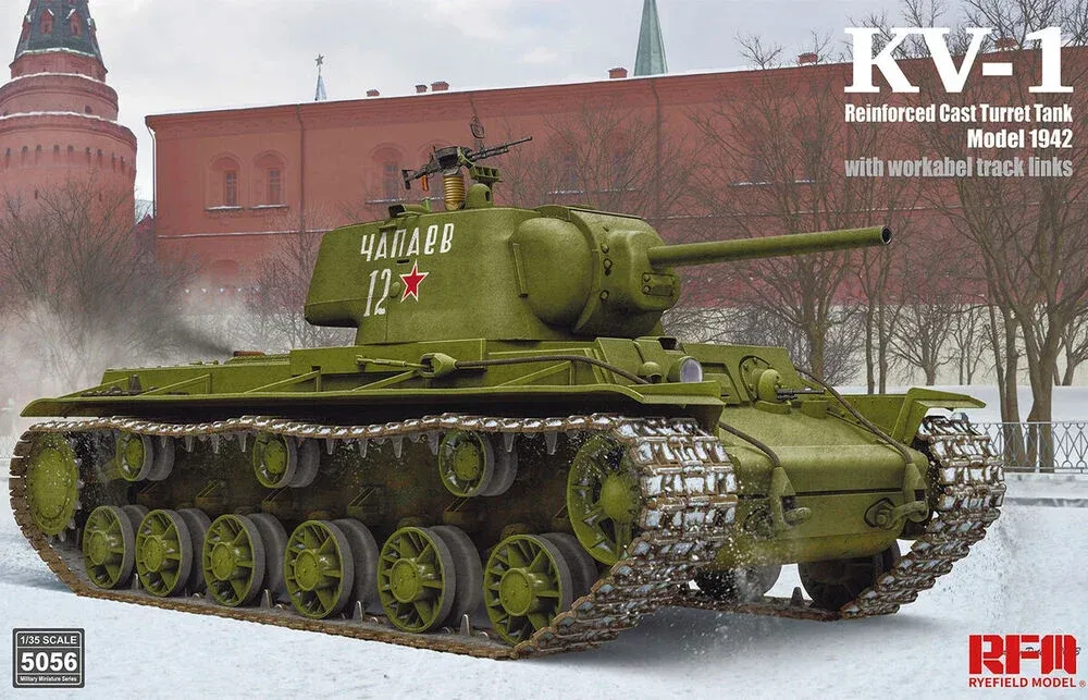 Krabice plastikové stavebnice Rye Field Model RFM-5056 KV-1 Model 1942 litá věž v měřítku 1/35