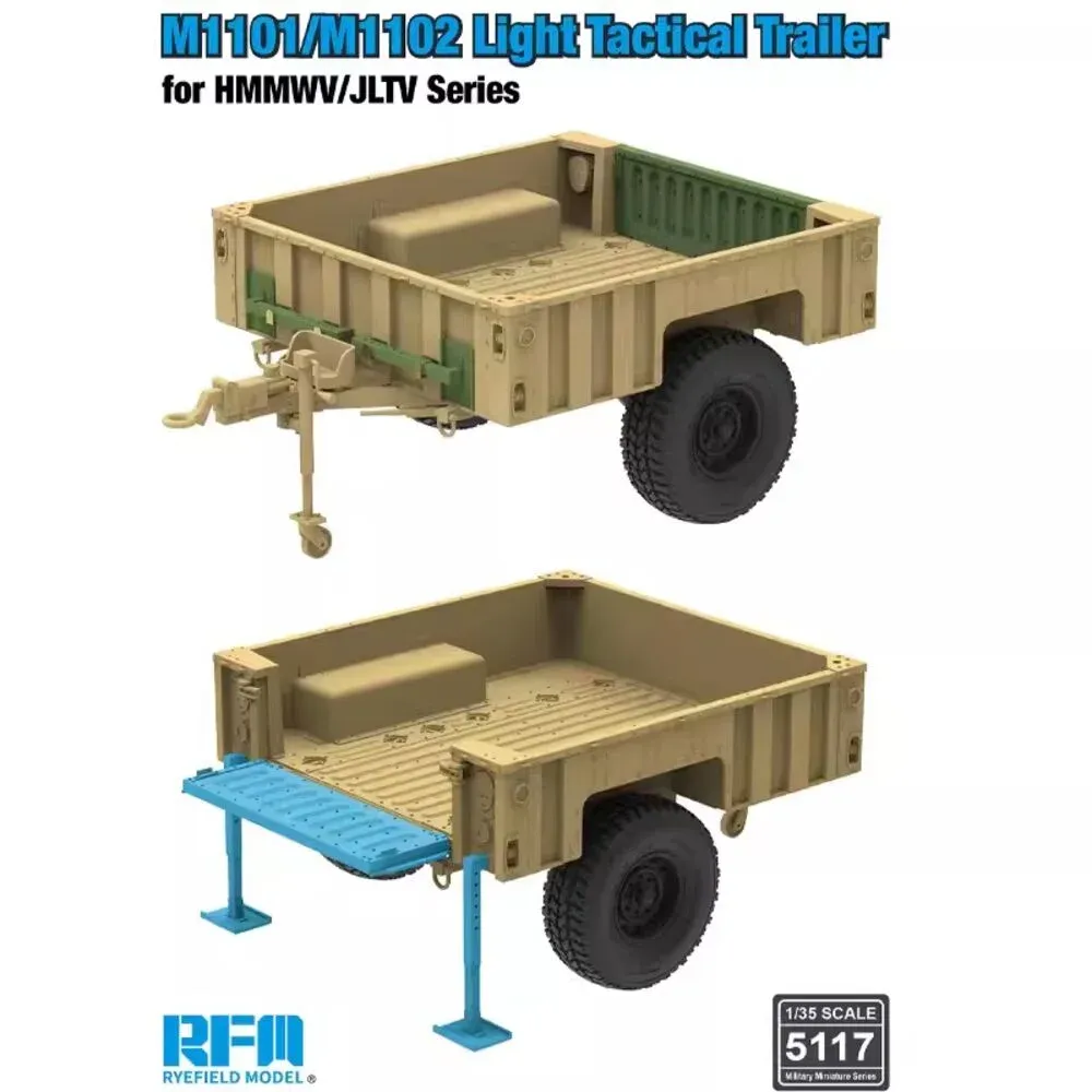 Krabice plastikové stavebnice Rye Field Model RFM-5117 taktický přívěs M1101/M1102 v měřítku 1/35