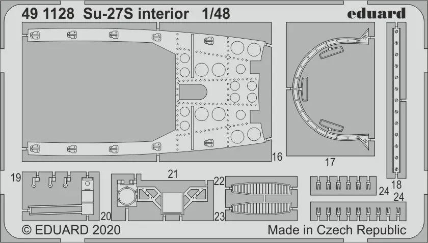 Fotoleptaná sada Eduard 491128 interiér Su-27S 1/48 pro stavebnici Kitty Hawk