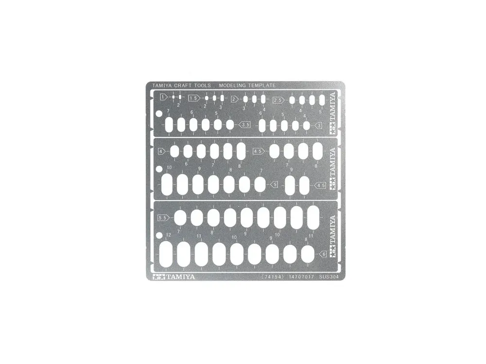 Modelářská šablona Tamiya 74154 Modeling Template RR 1-6 s prořezanými zaoblenými obdélníky