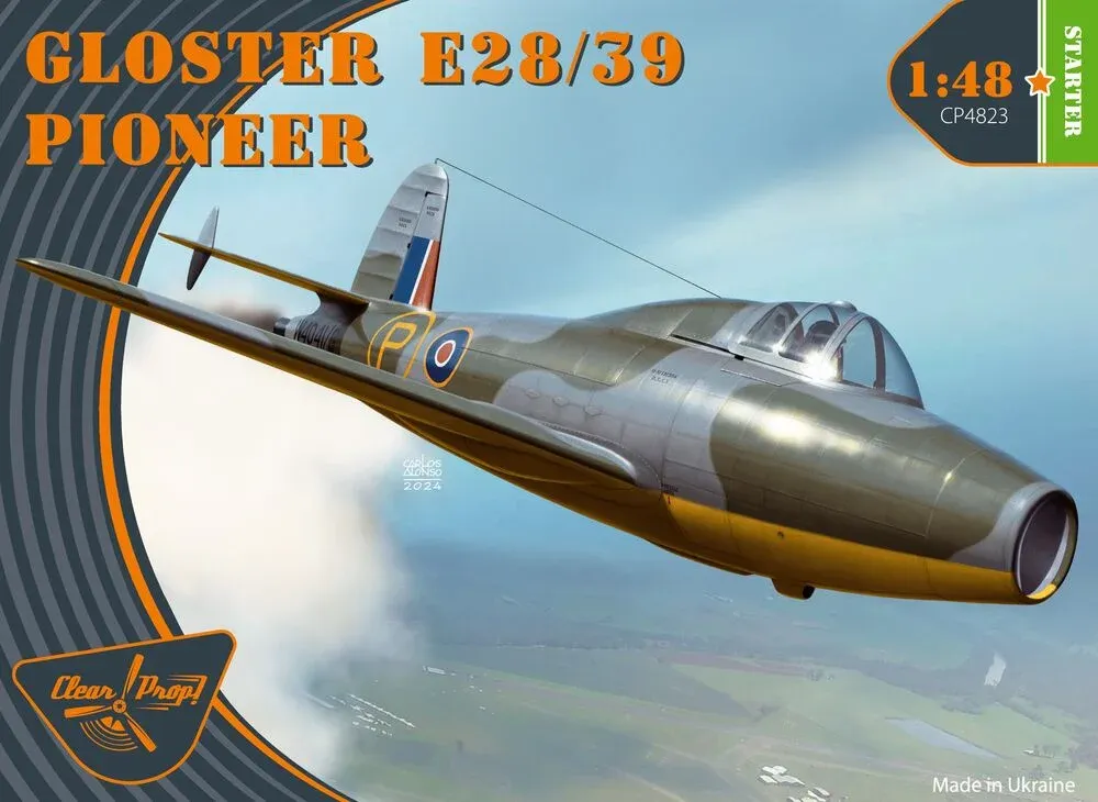 Krabice stavebnice Clear Prop CP4823 Gloster E28/39 Pioneer Starter Kit v měřítku 1/48
