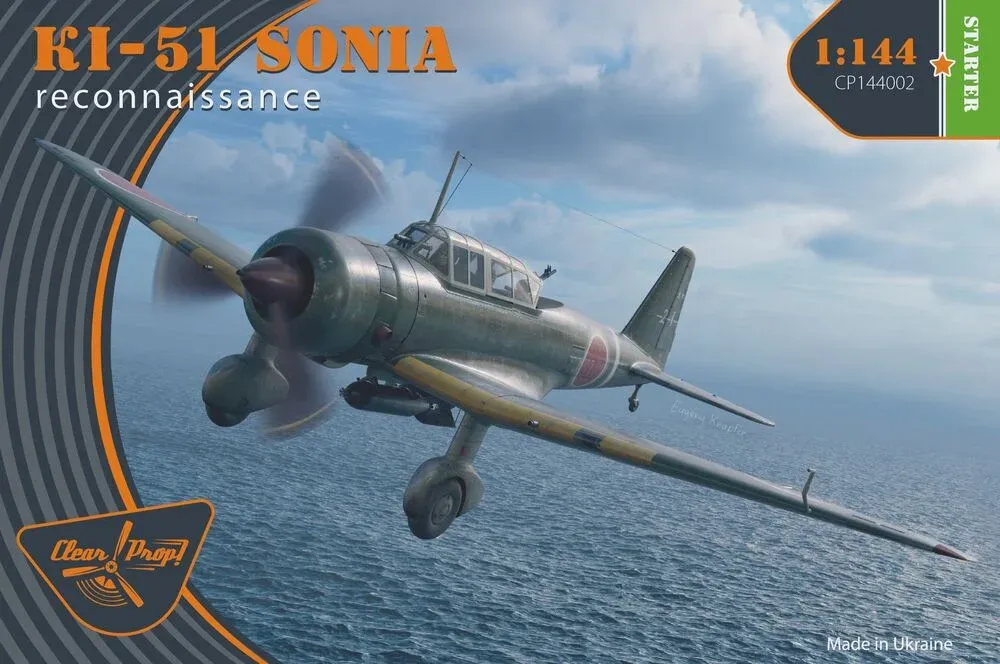 Krabice stavebnice Clear Prop CP144002 Ki-51 Sonia v měřítku 1/144, Starter kit se dvěma modely