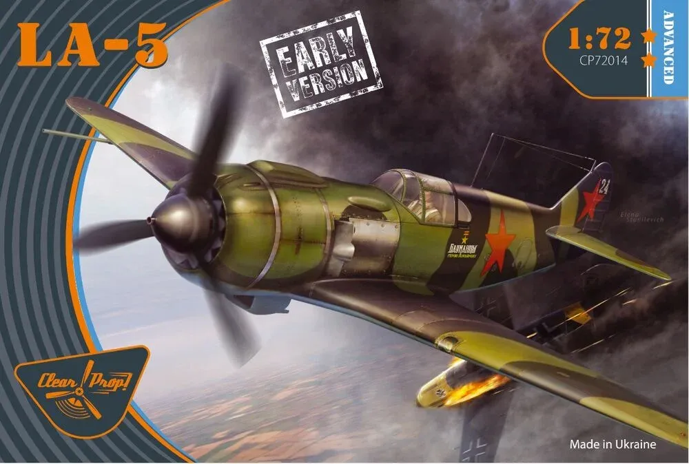 Krabice plastikové stavebnice Clear Prop CP72014 La-5 raná verze Advanced Kit v měřítku 1/72