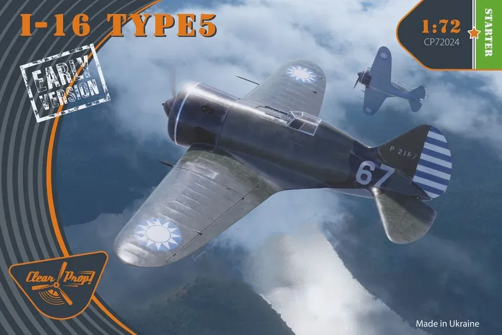 Plastikové stavebnice Clear Prop CP72024 I-16 Type 5 raná verze, měřítko 1/72, Starter Kit