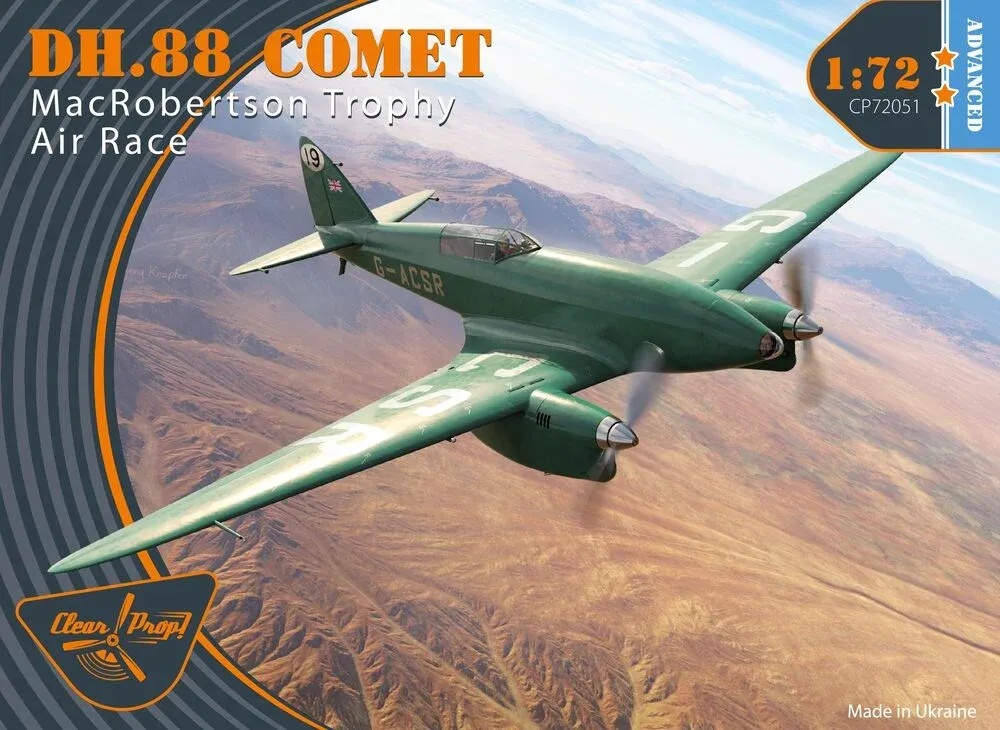 Krabice plastikové stavebnice Clear Prop CP72051 DH.88 Comet v měřítku 1/72