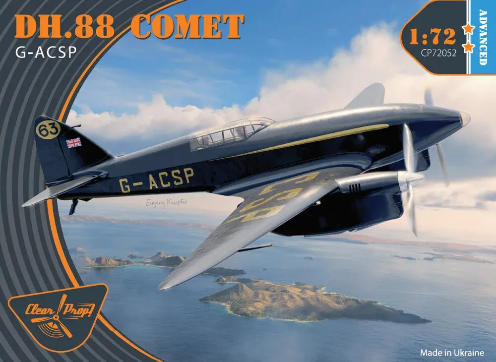Krabice stavebnice Clear Prop CP72052 DH.88 Comet G-ACSP Advanced Kit v měřítku 1/72