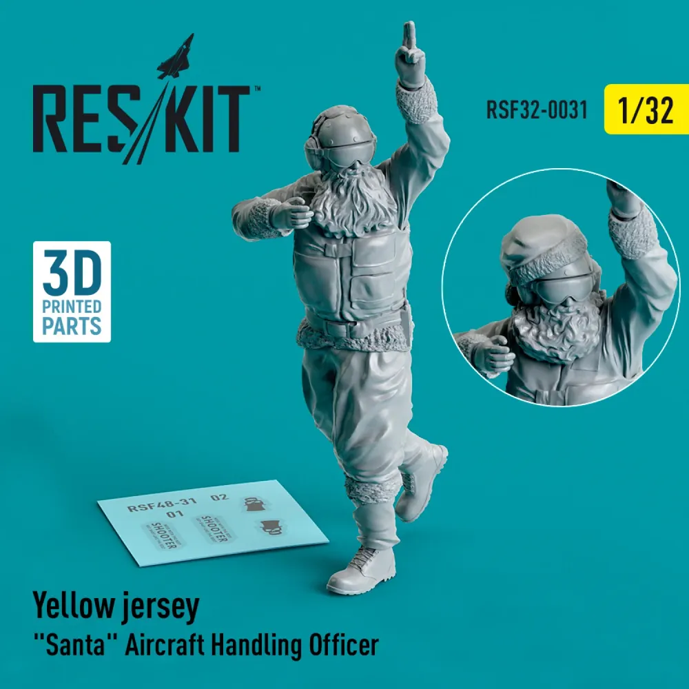 3D tištěná figurka Reskit RSF32-0031 důstojník řízení letadel ve žluté vestě, měřítko 1/32