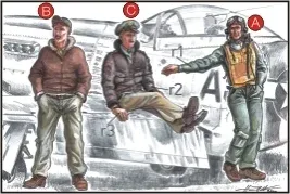 Resinové figurky CMK F72039 1/72 — dva piloti US Army a mechanik z 2. světové války