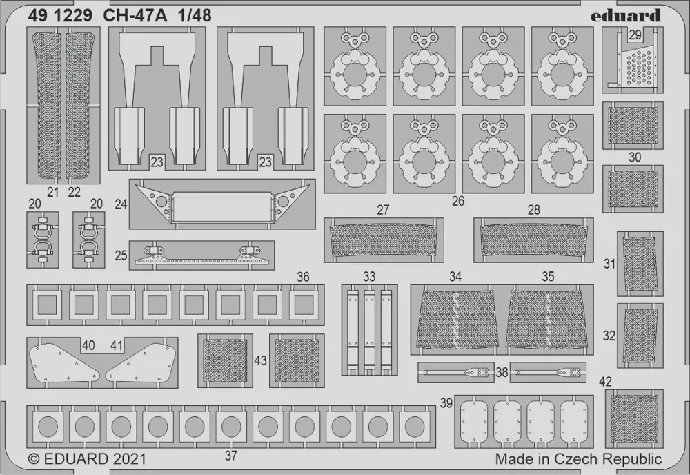 Barevné fotolepty Eduard 491229 v měřítku 1/48 pro vrtulník CH-47A Hobby Boss