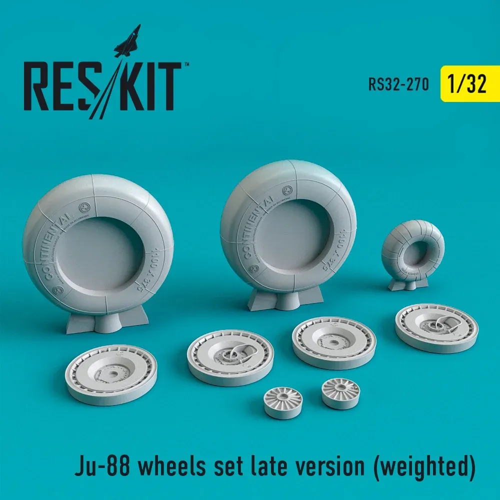 Reskit RS32-0270 sada kol pro Ju 88 pozdní verze se zatížením, měřítko 1/32