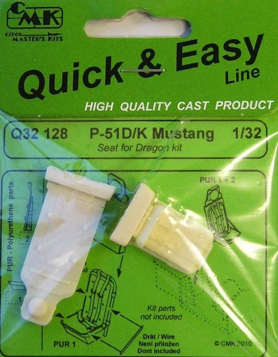 Resinové sedačky CMK Quick & Easy Q32128 pro P-51D/K v měřítku 1/32