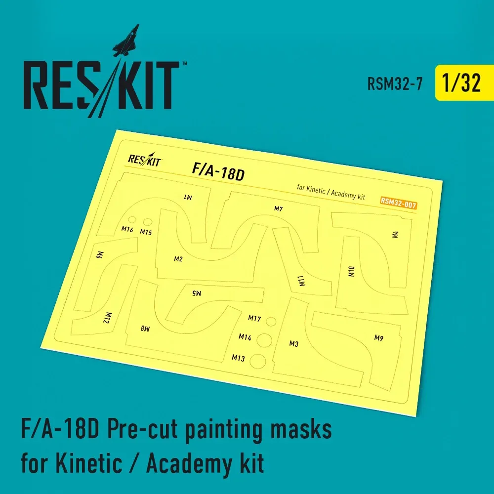 Předřezané maskovací masky Reskit RSM32-0007 pro F/A-18D Hornet v měřítku 1/32