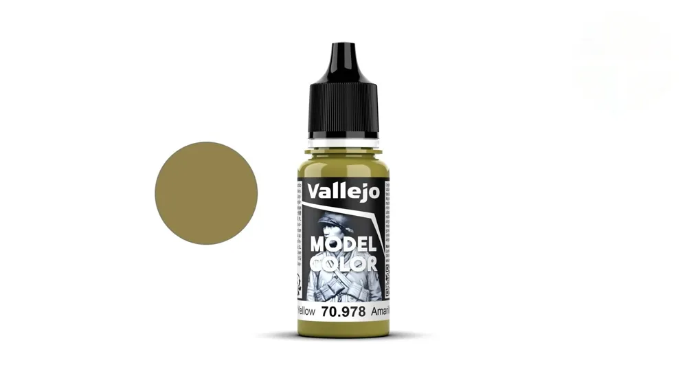 Lahvička akrylové barvy Vallejo Model Color 70978 tmavě žlutá matná, 18 ml