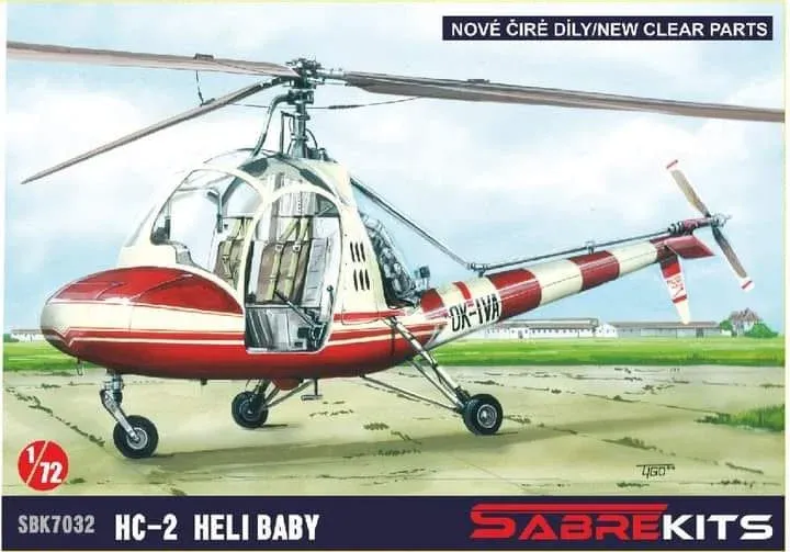 Stavebnice Sabre Kits HC-2 Heli Baby v měřítku 1/72, československý lehký vrtulník