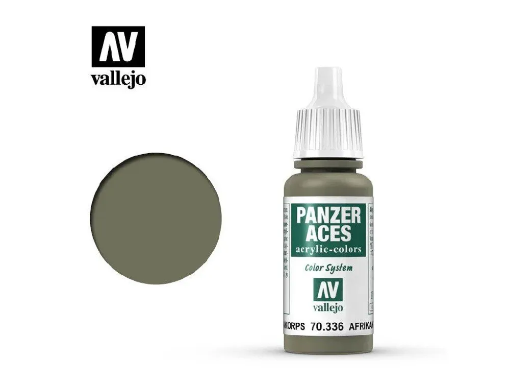 Lahvička akrylové barvy Vallejo Panzer Aces 70336 Afrikakorps Tanker 17 ml