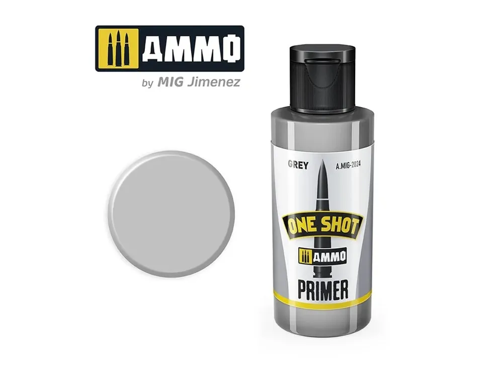 Lahvička základového primeru AMMO Mig A.MIG-2024 One Shot Primer šedý