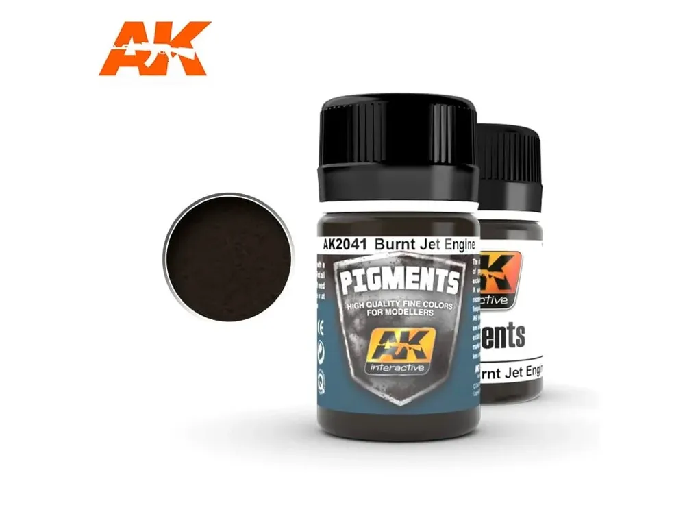 Dóza pigmentu AK Interactive AK2041 Burnt Jet Engine 35 ml pro weathering trysek letadel