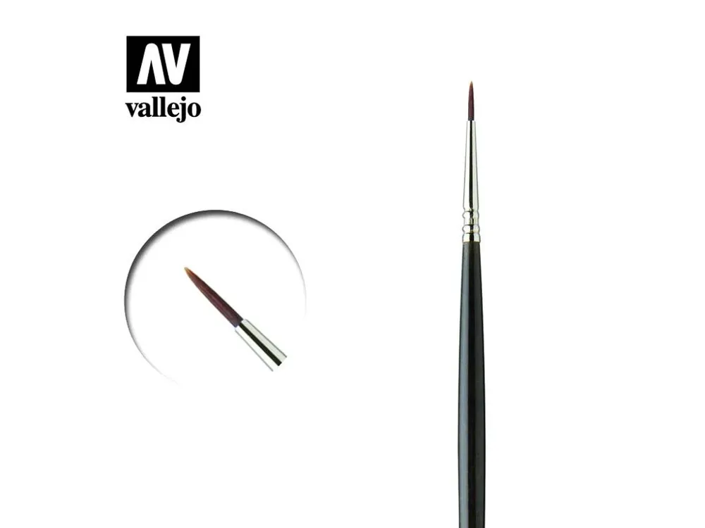 Detailní štětec Vallejo Brush RK25000 Kolinsky Tajmyr Extra Fine No.0 z kolinského vlasu