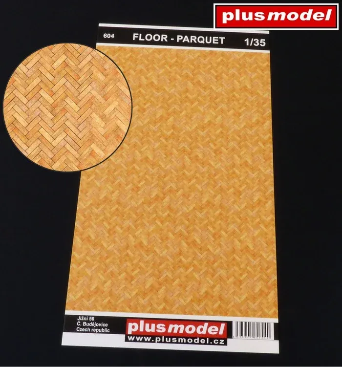 Plus Model 604 podlaha – parkety 1/35, papírový list s parketovým vzorem pro dioráma