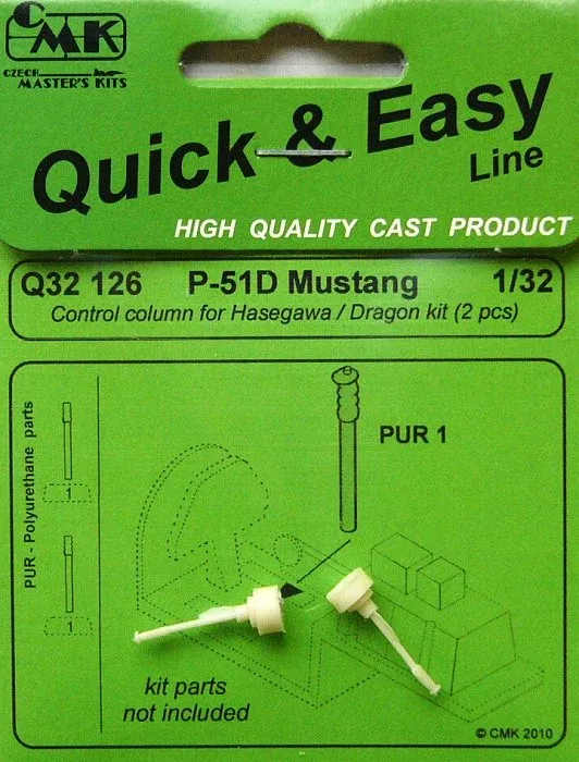 Resinová řídicí páka CMK Q32126 pro P-51D v měřítku 1/32, balení 2 ks