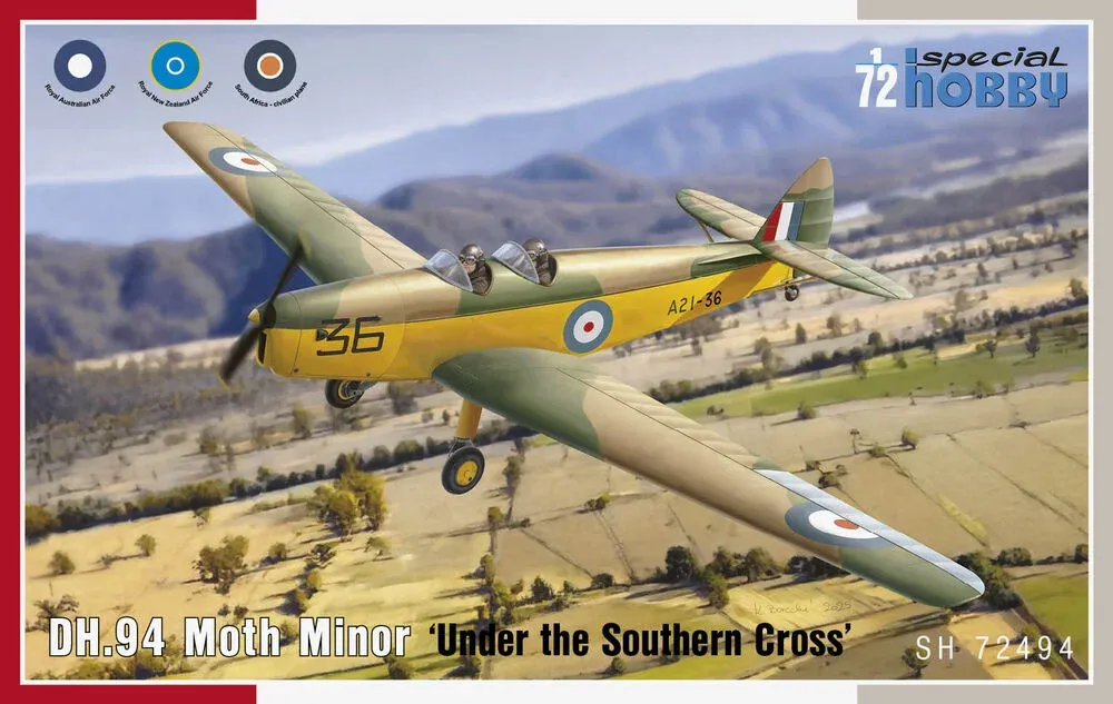 Krabice stavebnice Special Hobby SH72494 DH.94 Moth Minor ‘Under the Southern Cross’ v měřítku 1/72