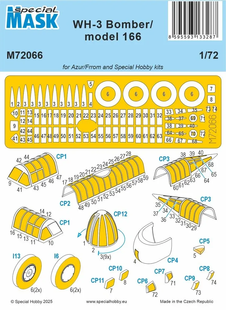 Maskovací set Special Hobby M72066 pro model WH-3 / model 166 v měřítku 1/72