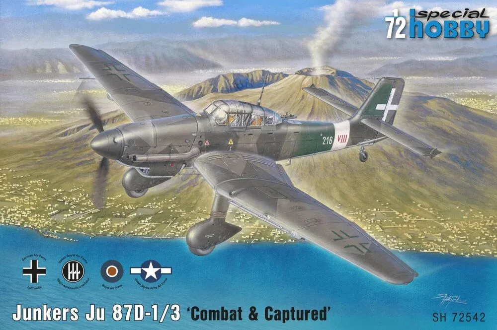 Krabice stavebnice Special Hobby SH72542 Junkers Ju 87D-1/3 Combat & Captured v měřítku 1/72