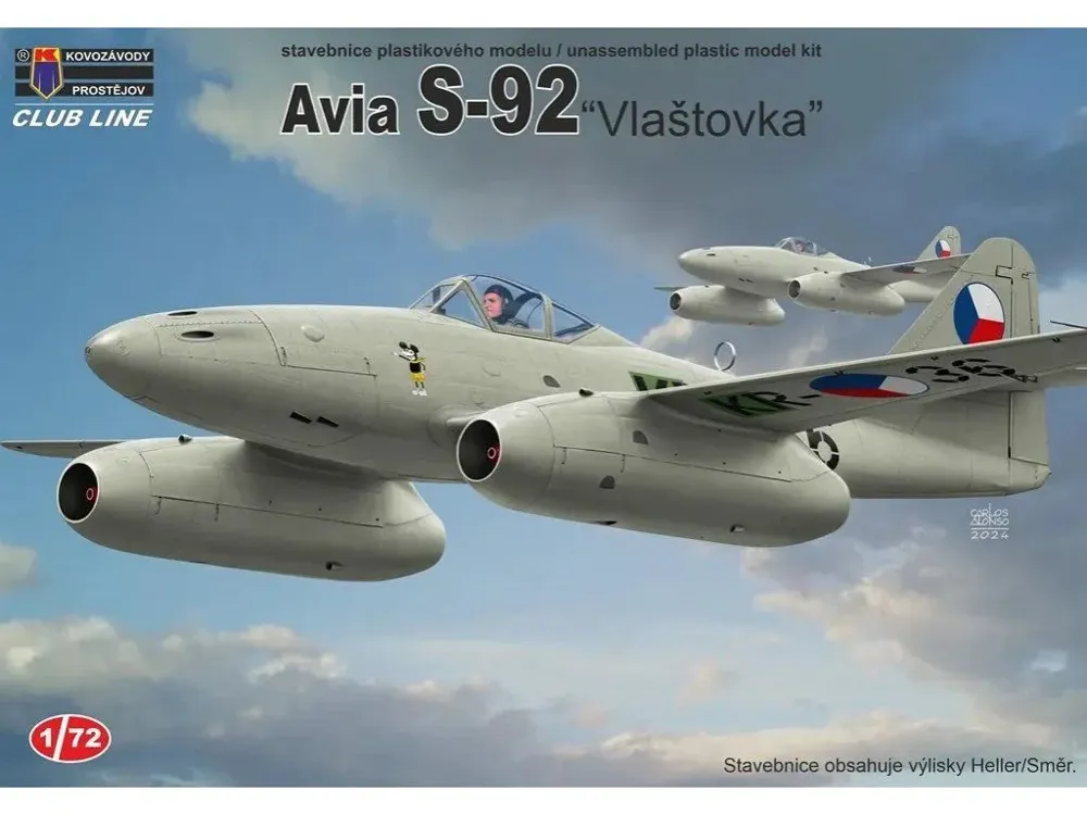 Krabice stavebnice Kovozávody Prostějov CLK0015 Avia S-92 Vlaštovka v měřítku 1/72