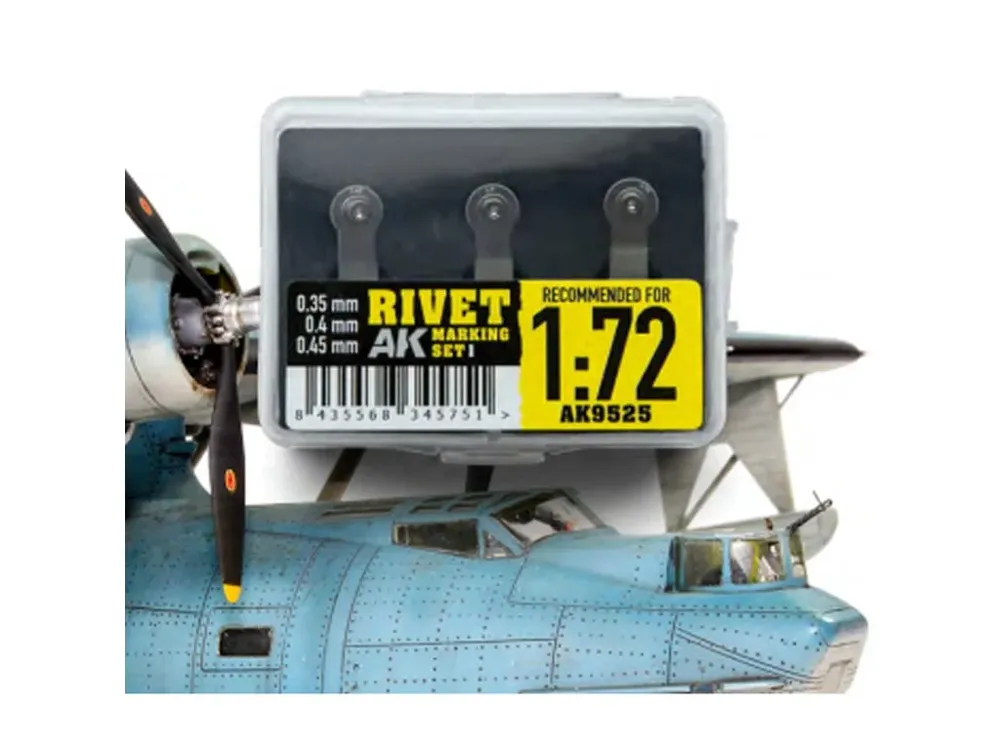 Sada tří nýtovacích koleček AK Interactive AK9525 Rivet Marking Set 1 pro měřítko 1:72 a 1:76