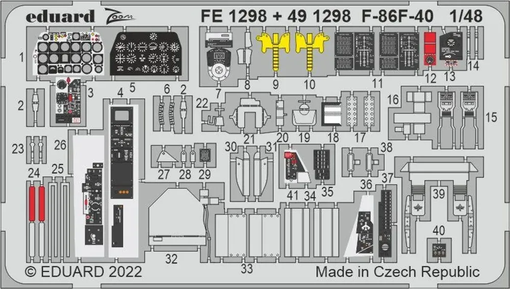 Barevný fotolept Eduard FE1298 Zoom pro model F-86F-40 v měřítku 1/48 (Airfix)
