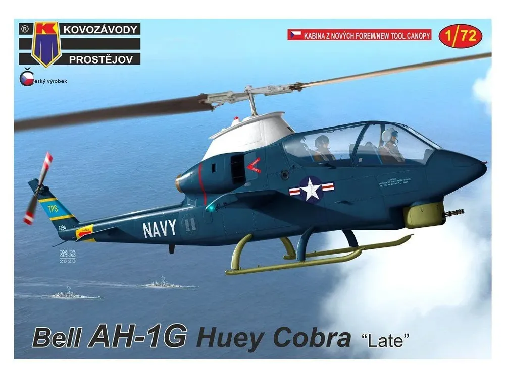 Krabice plastikové stavebnice Kovozávody Prostějov KPM0378 AH-1G Huey Cobra Late v měřítku 1/72