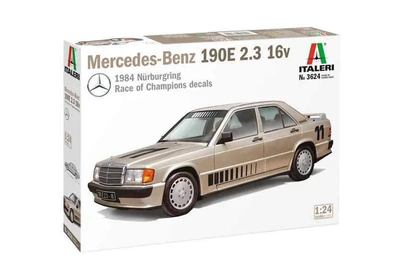 Krabice plastikové stavebnice Italeri 3624 Mercedes Benz 190E v měřítku 1/24