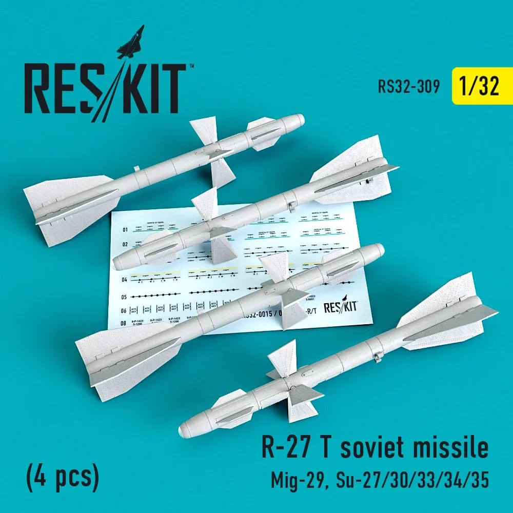 Sada čtyř sovětských raket R-27T Reskit RS32-0309 v měřítku 1/32