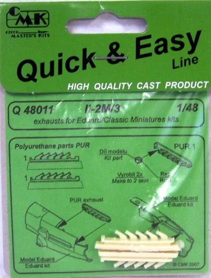 Resinové výfuky CMK Quick & Easy Q48011 pro model Il-2m3 v měřítku 1/48