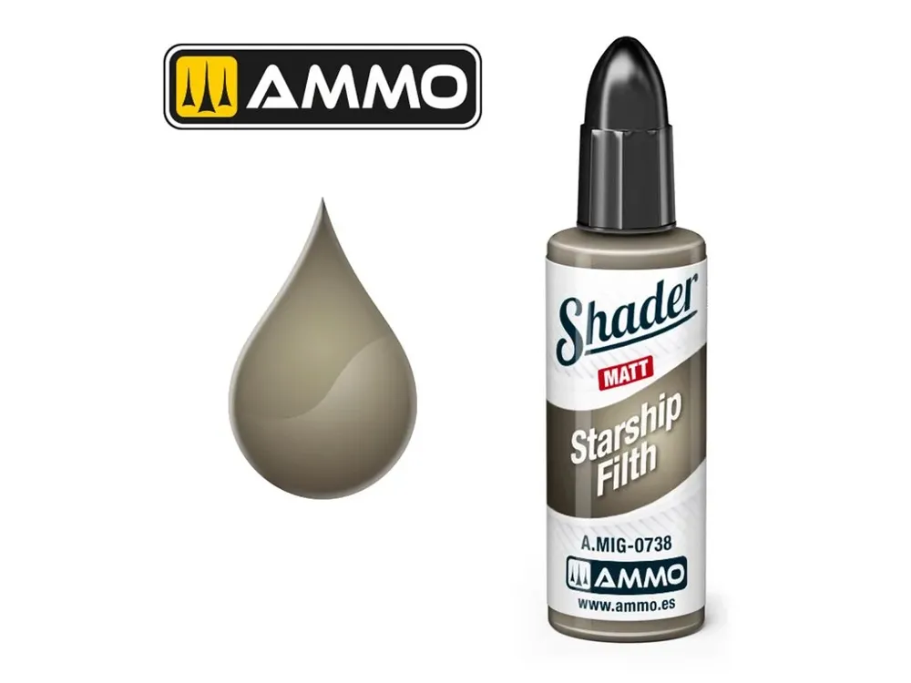 Lahvička AMMO Mig A.MIG-0738 Matt Shader Starship Filth, transparentní akrylový shader 10 ml