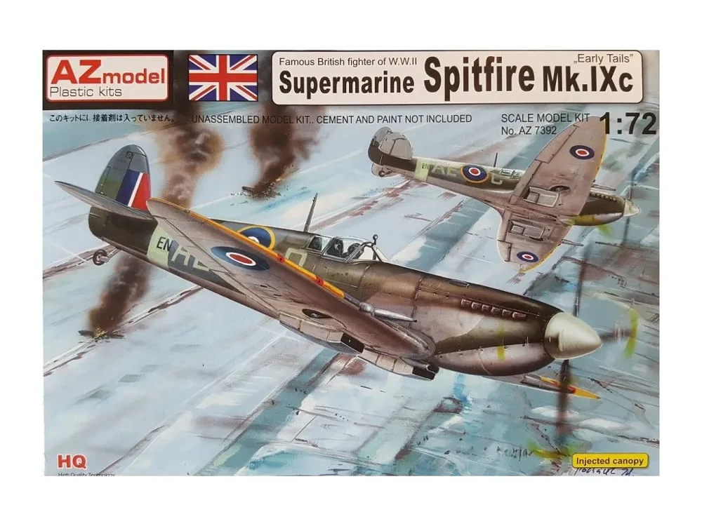 Krabice plastikové stavebnice AZ Model 1/72 Spitfire Mk.IXC Early, kód AZ7392