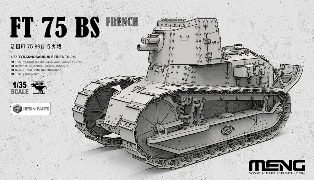 Krabice stavebnice Meng TS-059 1/35 French FT 75 BS s resinovými díly