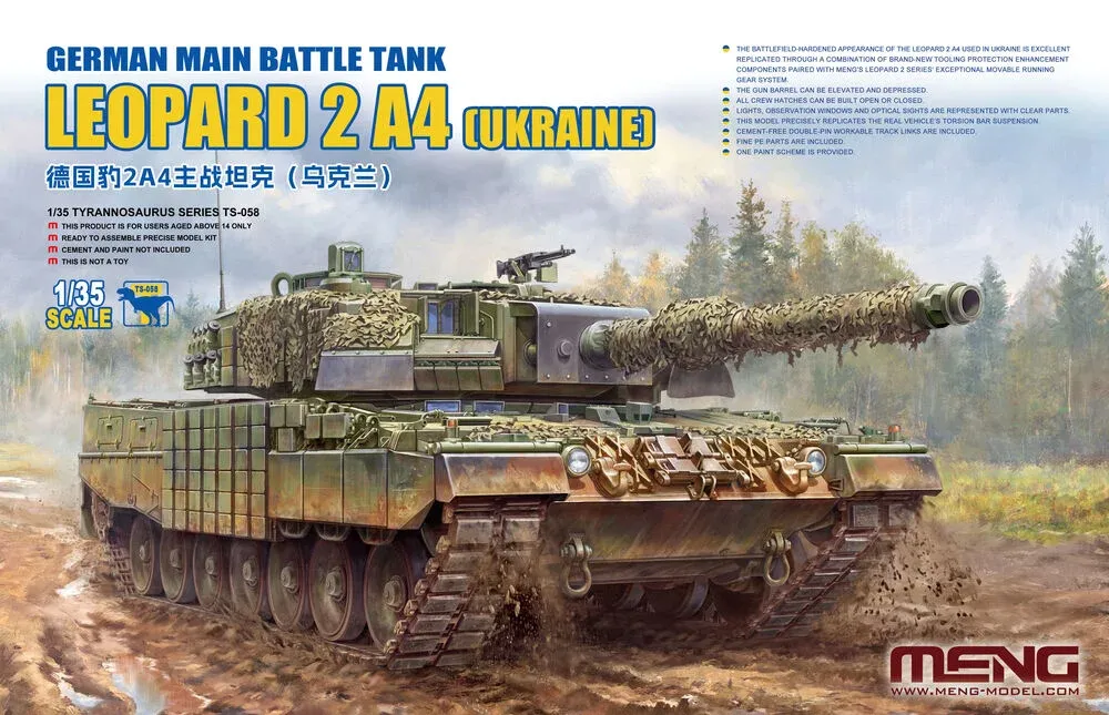 Krabice stavebnice Meng TS-058 Leopard 2A4 (Ukraine) v měřítku 1/35