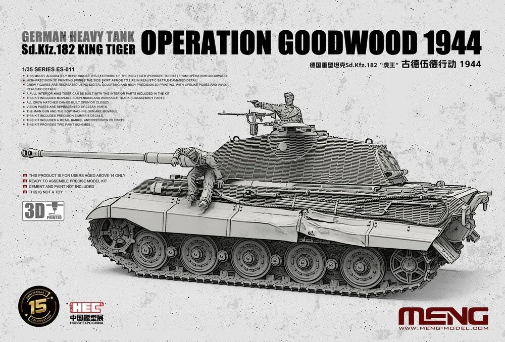 Krabice stavebnice Meng ES-011 King Tiger Operation Goodwood 1944 v měřítku 1/35