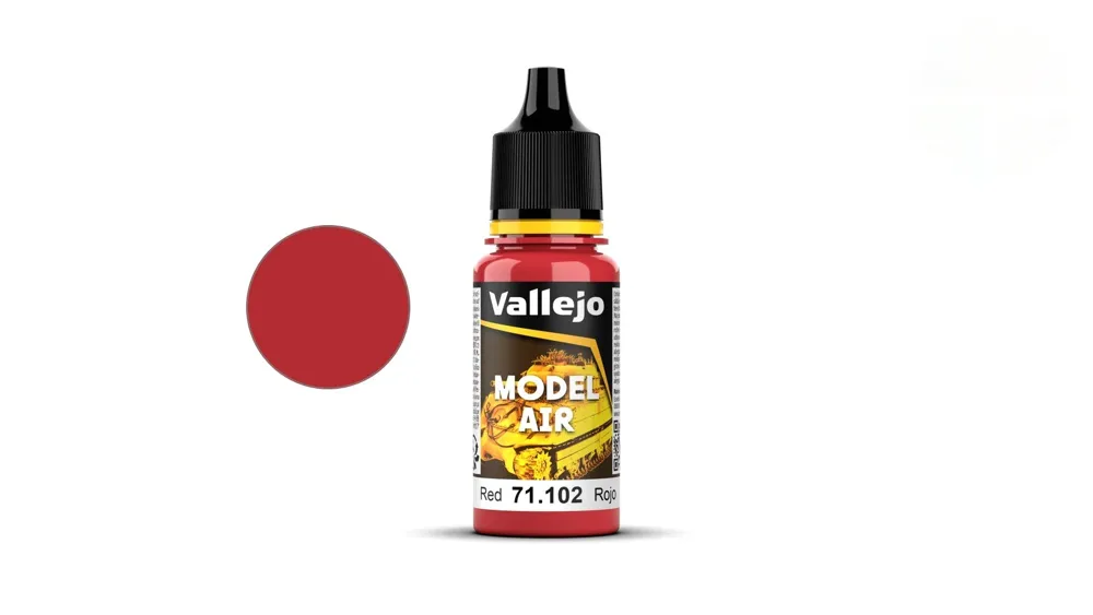 Lahvička akrylové barvy Vallejo Model Air 71102 červená 18 ml s kapátkem