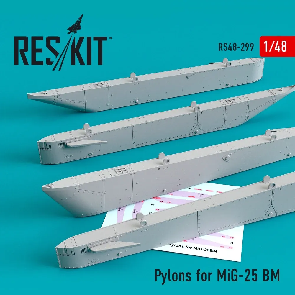 Sada závěsníků Reskit RS48-0299 pro MiG-25 BM v měřítku 1/48