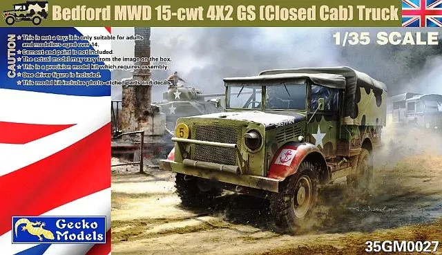 Krabice stavebnice Gecko Models 35GM0027 Bedford MWD 15-cwt 4x2 GS v měřítku 1/35