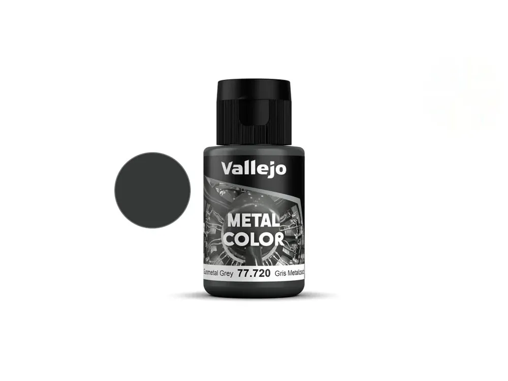 Lahvička metalické barvy Vallejo Metal Color 77720 gunmetal 32 ml