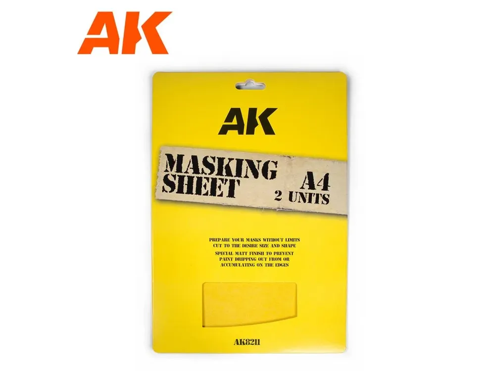 Balení AK Interactive AK8211 Masking Tape A4 se dvěma listy maskovacího materiálu